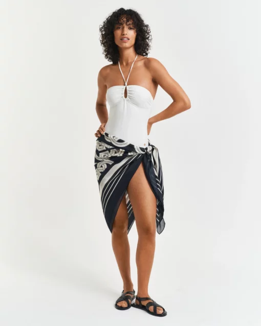 Gant Woman G Pattern Cotton Silk Sarong Black