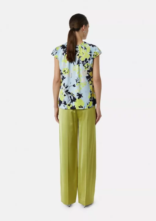 Comma, Print Blouse Top Light Blue