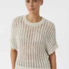 Comma, Short-Sleeved Pullover Light Beige