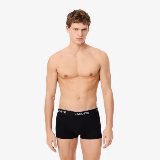 Lacoste 3-Pack Stretch Cotton Trunks Black