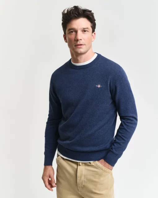 Gant Classic Cotton C-Neck Dk Jeansblue Melange