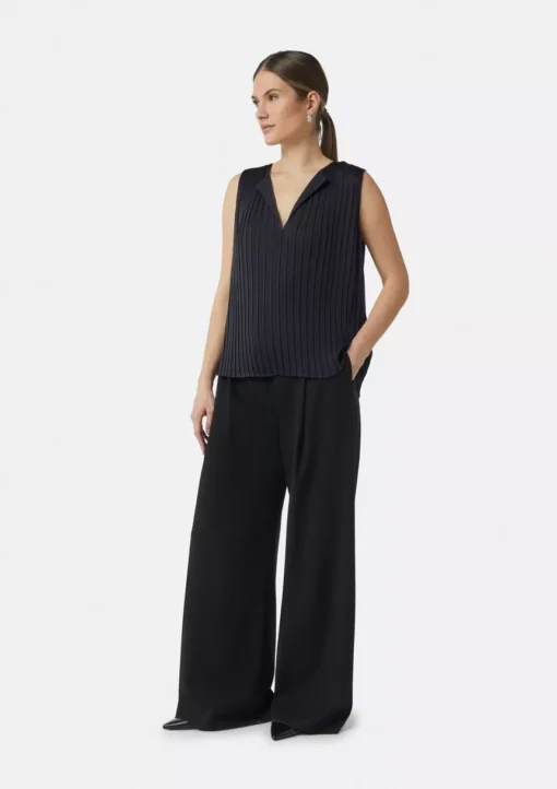 Comma, Pleated Blouse Top Navy