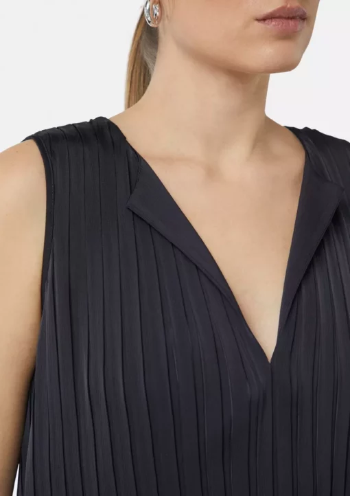 Comma, Pleated Blouse Top Navy
