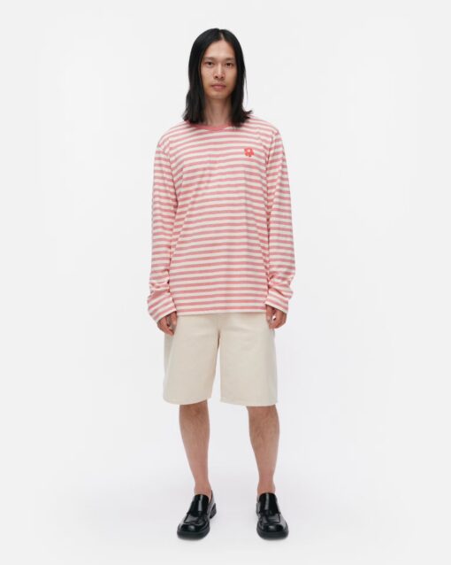 Marimekko Unisex Tasaraita Relaxed LS Shirt Red, Off white