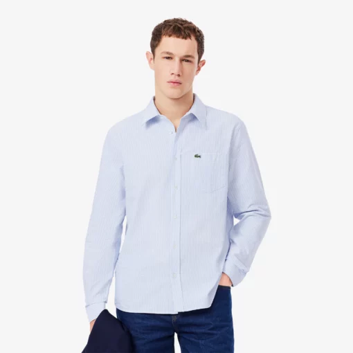 Lacoste Chemise Casual Manches Shirt Blue/White
