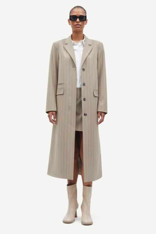 Samsøe Samsøe Safallon Coat Greige Stripe