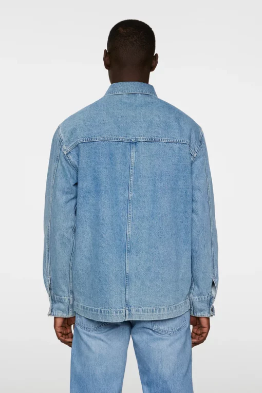 J.Lindeberg Hunt Washed Denim Overshirt Light Blue
