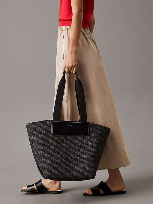 Calvin Klein Raffia Tote Bag Black