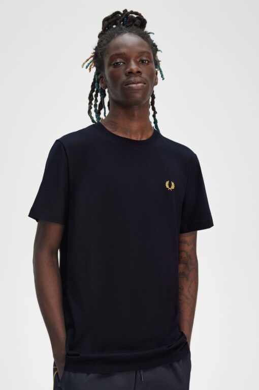 Fred Perry Crew Neck T-shirt Navy/Honeycomp