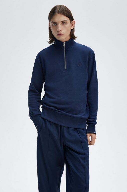 Fred Perry Half Zip Sweatshirt Tennis Blue