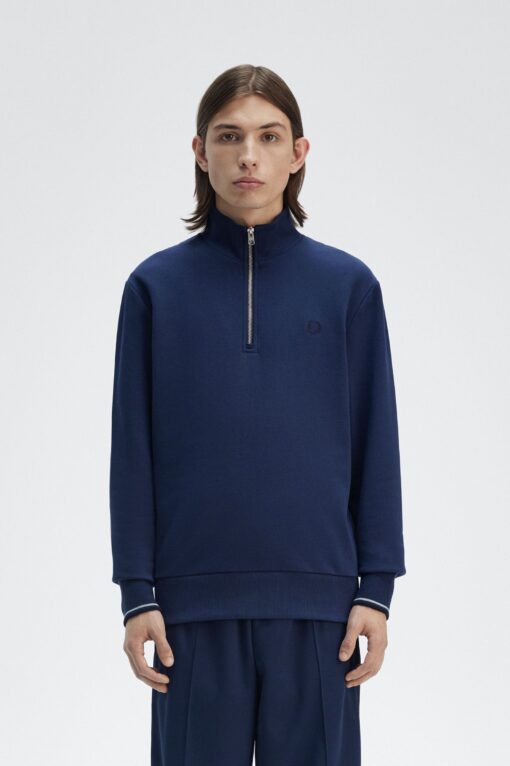 Fred Perry Half Zip Sweatshirt Tennis Blue