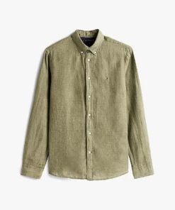 Tommy Hilfiger Pigment Dyed Solid Linen Shirt Battle Green