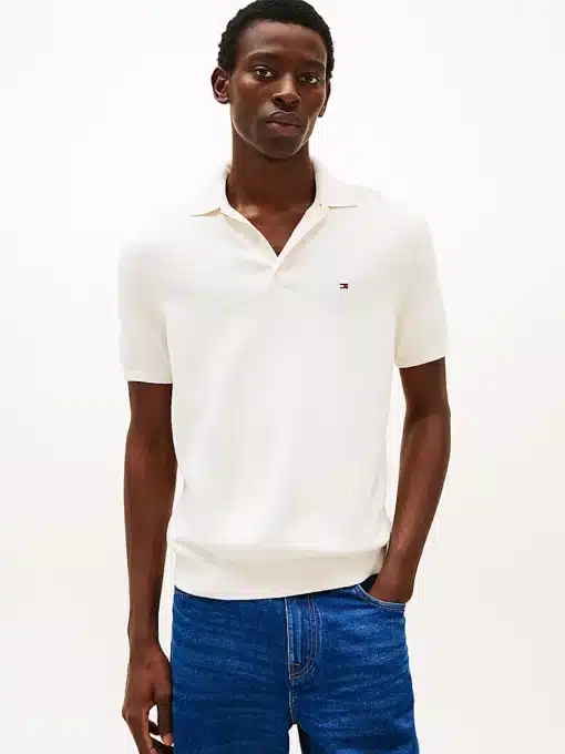 Tommy Hilfiger Regular Fit Knit Polo Shirt Ivory Petal