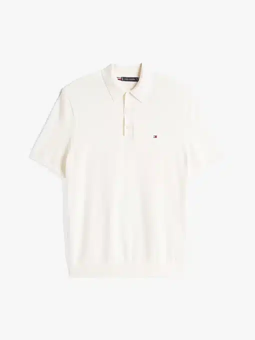 Tommy Hilfiger Regular Fit Knit Polo Shirt Ivory Petal