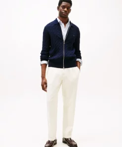 Tommy Hilfiger Cable Knit Zip-Thru Jumper Desert Sky