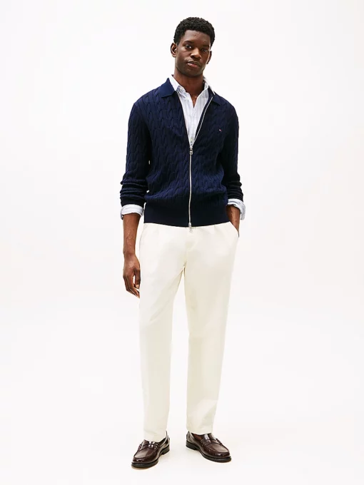 Tommy Hilfiger Cable Knit Zip-Thru Jumper Desert Sky