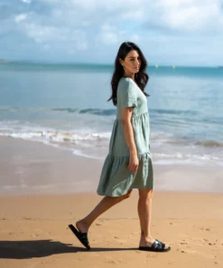 Nakoa Layered Linen Dress Desert Sage