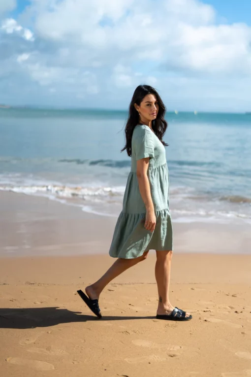 Nakoa Layered Linen Dress Desert Sage