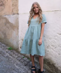 Nakoa Layered Linen Dress Desert Sage
