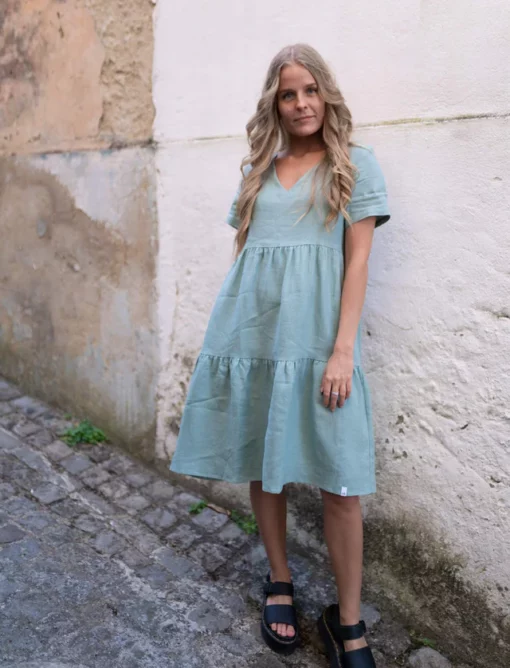 Nakoa Layered Linen Dress Desert Sage