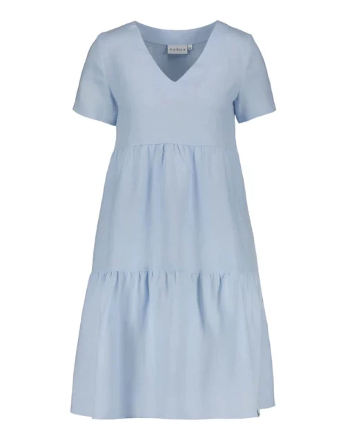 Nakoa Layered Linen Dress Sky Blue