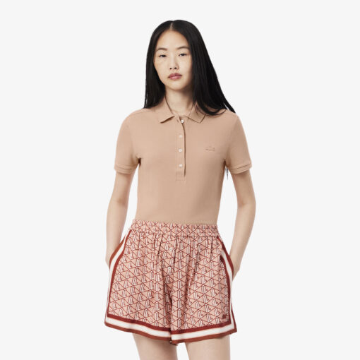 Lacoste L.12.D Slim Fit Stretch Mini Piqué Polo Shirt Pinkish Beige