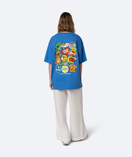 On Vacation Fruit Stickers T-shirt Blue