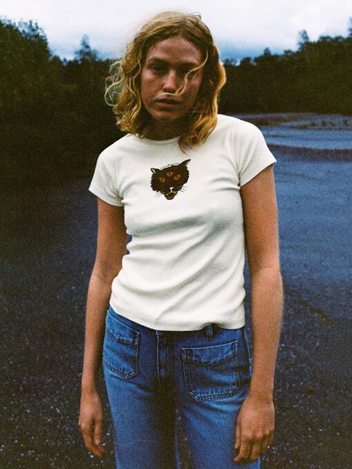 Nudie Jeans Eve The Cat T-Shirt Offwhite