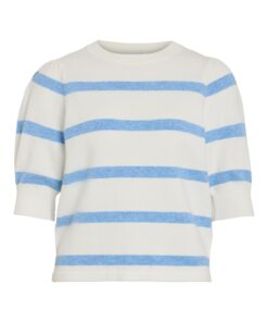 Viril 2/4 sleeve Stripe Knit Top White Alyssum