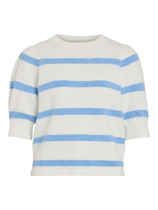Viril 2/4 sleeve Stripe Knit Top White Alyssum