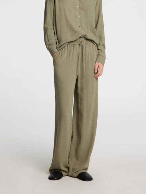 Slfviva-Gulia Long Linen Pants Vetiver