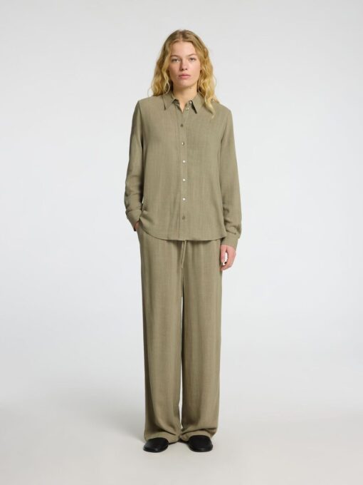 Slfviva-Gulia Long Linen Pants Vetiver