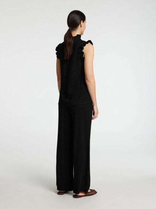 Selected Femme Slfviva Sun Ruffle Top Black