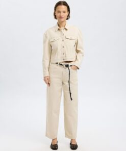 Selected Femme Una Barrel Jeans Egret