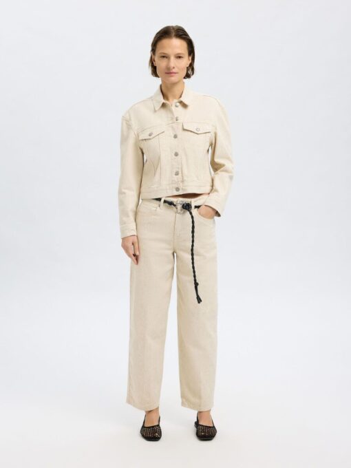 Selected Femme Una Barrel Jeans Egret