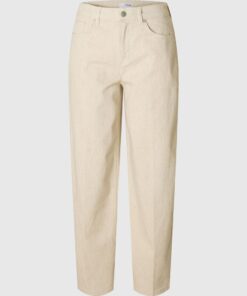 Selected Femme Una Barrel Jeans Egret