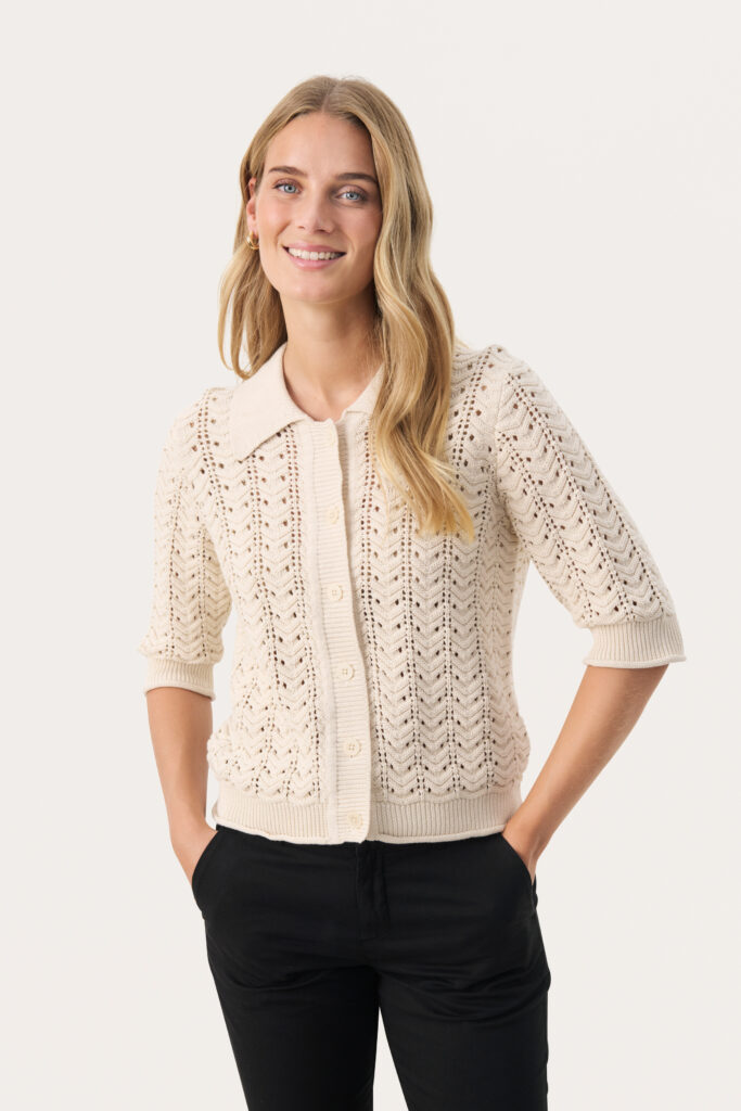 Part Two RhodaPW Cardigan Whitecap Gray
