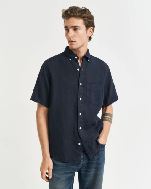 Gant Linen Shirt Evening Blue