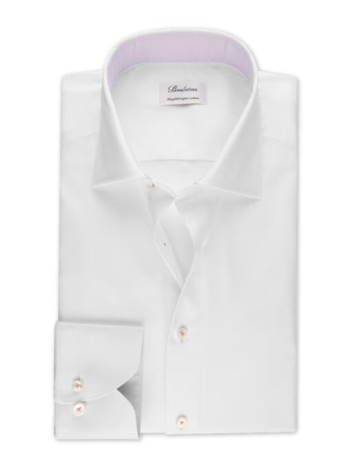 Stenströms Slimline White Contrast Twill Shirt