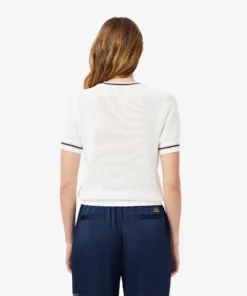 Lacoste French Made Embroidered Shield Sweater White