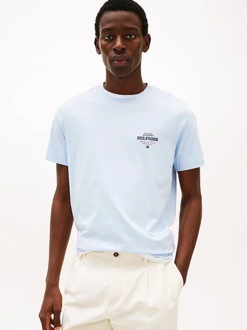 Tommy Hilfiger Logo Crew Neck T-Shirt Breezy Blue