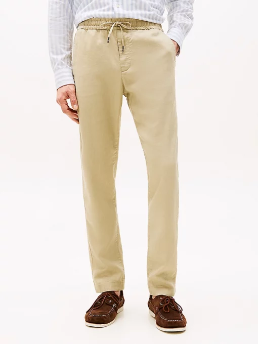 Tommy Hilfiger Harlem Relaxed Linen Blend Tapered Trousers Sandalwood