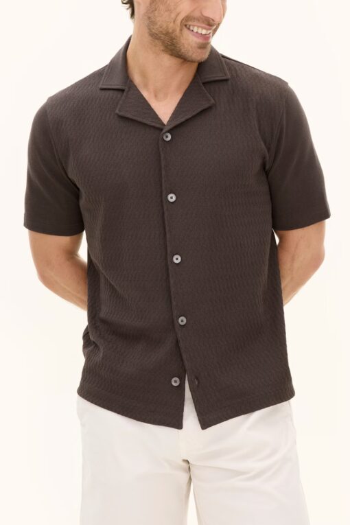 Oscar Jacobson Kirk Knitted Shirt Brown