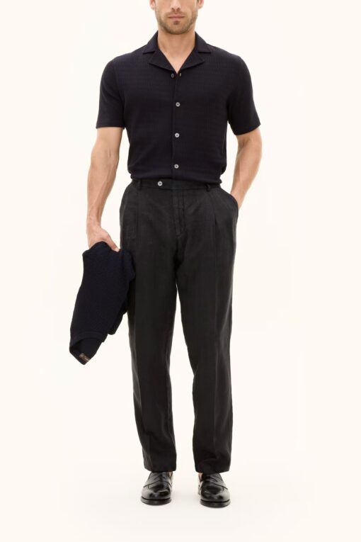 Oscar Jacobson Kirk Knitted Shirt Dark Blue