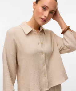 Vero Moda Natali Crop Shirt Silver Lining