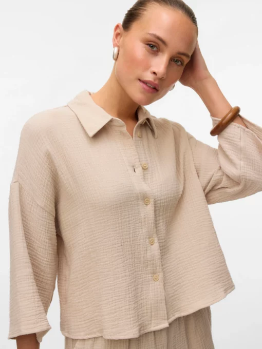 Vero Moda Natali Crop Shirt Silver Lining