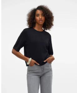 Vmsilje Oversized Short Sleeve Pullover Black