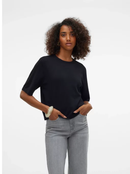 Vmsilje Oversized Short Sleeve Pullover Black