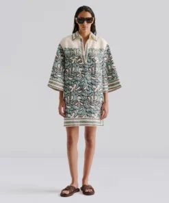 Malina Imogen Tunic Mini Dress Ocean Corals