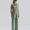 Malina Hele Long Structure Knitted Vest Sage
